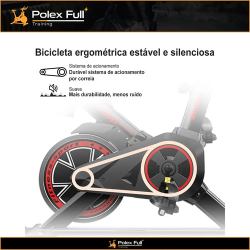Bicicleta Ergométrica Academia Spinning Preto E Vermelho - Polex Full Training