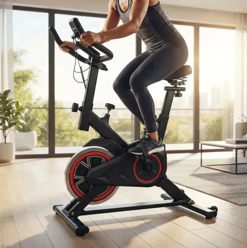 Bicicleta Ergométrica Bike Spinning Para Exercícios Com Volante e Display LCD