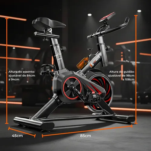 Bicicleta Ergométrica Fitness Para Cardio E Musculação Academia Com Base Cor Preto E Vermelho Marca Its 8kg Inercia