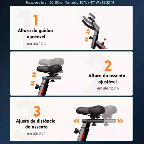 Bicicleta Ergométrica Fitness Para Cardio E Musculação Com Base Cor Preto E Vermelho 6kg Inercia Marca Liftness