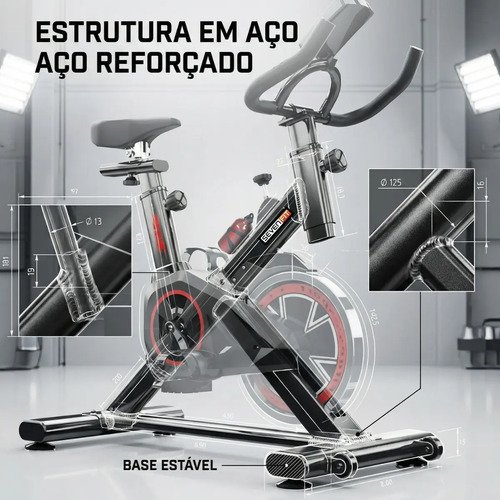 Bicicleta Ergométrica Fitness Para Cardio E Musculação Com Base Cor Preto E Vermelho 6kg Inercia Marca Sevenfit