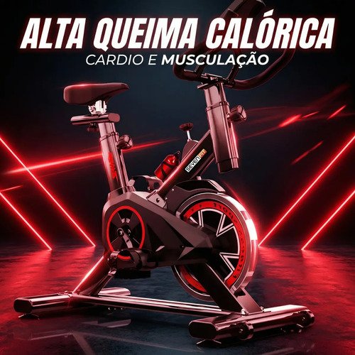 Bicicleta Ergométrica Fitness Para Cardio E Musculação Com Base Cor Preto E Vermelho 6kg Inercia Marca Sevenfit