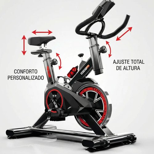 Bicicleta Ergométrica Fitness Para Cardio E Musculação Com Base Cor Preto E Vermelho 6kg Inercia Marca Sevenfit