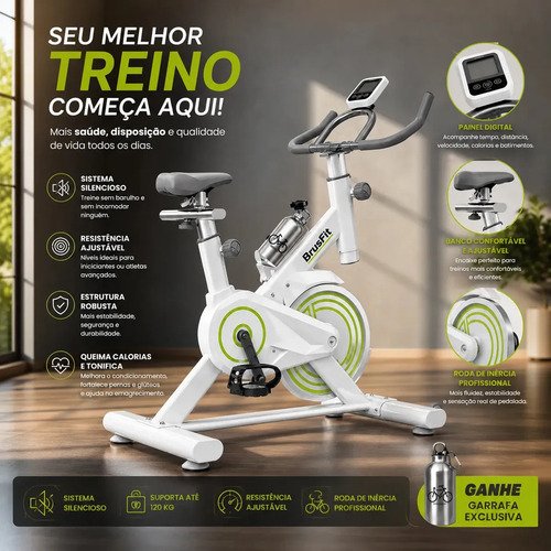 Bicicleta Ergométrica Meta Parts Spinning X11 Cor Branca Com Garrafinha Brusfit