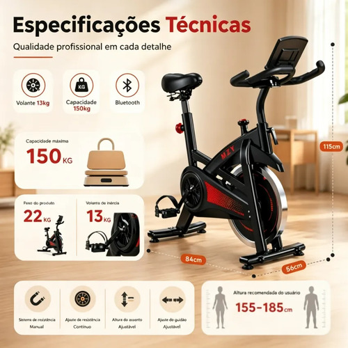 Bicicleta Ergometrica Spinning 13kg Inercia Pro Ate 150kg