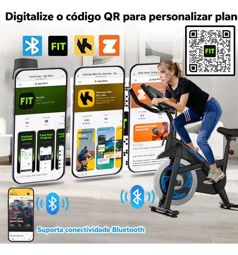 Bicicleta Ergométrica Spinning Inércia 23kg + Bluetooth App
