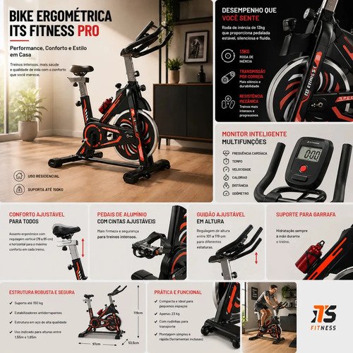 Bicicleta ergométrica spinning ITS Fitness Pro 818 cor preto laranja