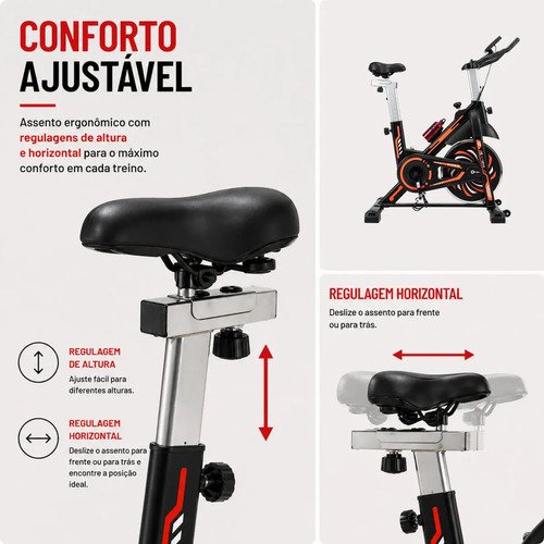 Bicicleta ergométrica spinning ITS Fitness Pro 818 cor preto laranja