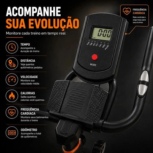 Bicicleta ergométrica spinning ITS Fitness Pro 818 cor preto laranja
