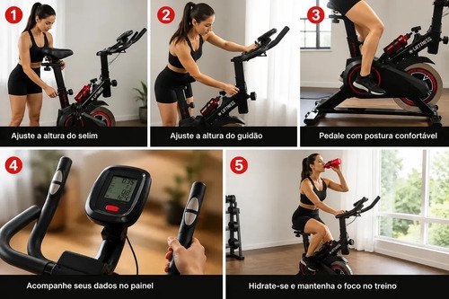 Bicicleta Ergométrica Spinning Liftness Preto 100kg Aço Carbono + Garrafa