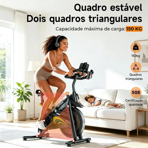 Bicicleta Ergométrica Spinning LVOE HOME BF820 com Volante de Inércia 12 kg e Suporte para 150 kg