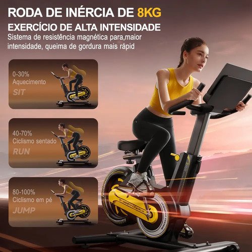 Bicicleta Ergométrica Spinning Magnétic Até 180kg Silenciosa Cor Amarelo