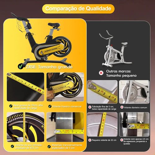 Bicicleta Ergométrica Spinning Magnétic Até 180kg Silenciosa Cor Amarelo