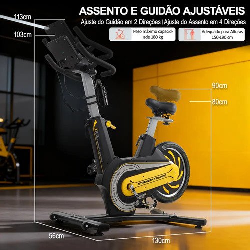 Bicicleta Ergométrica Spinning Magnétic Até 180kg Silenciosa Cor Amarelo