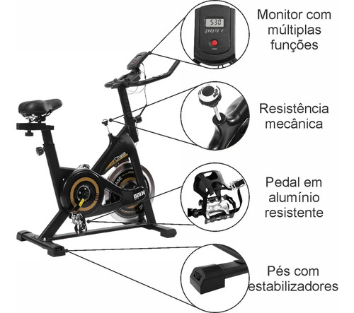 Bicicleta Ergométrica Spinning Mecanica 5kg Chase Odin Fit