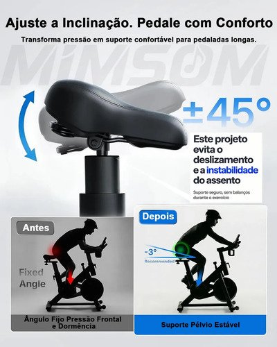 Bicicleta Ergométrica Spinning Mimsom DNP6S, Volante de 15 Kg e Bluetooth para Até 150 Kg
