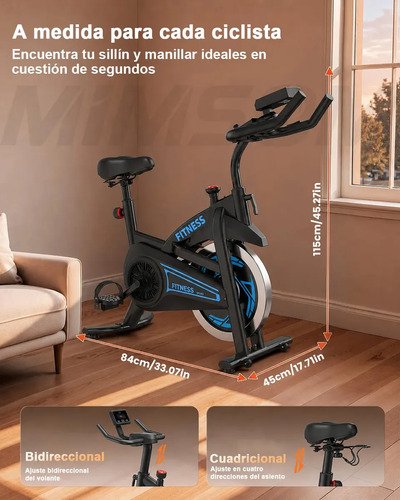 Bicicleta Ergométrica Spinning Mimsom DNP6S, Volante de 15 Kg e Bluetooth para Até 150 Kg