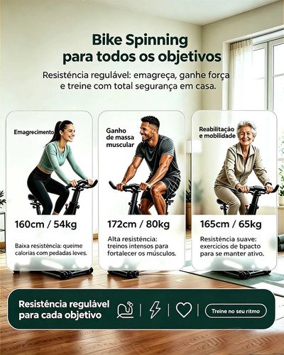 Bicicleta Ergométrica Spinning Mimsom DNP6S, Volante de 15 Kg e Bluetooth para Até 150 Kg