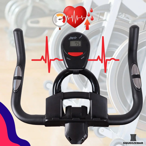 Bicicleta Ergométrica Spinning Profissional Fitness Academia Sport 120 Kgs Preto Premium Bike academia para Cardio e Musculação com base + brinde SQUEEZEBAR