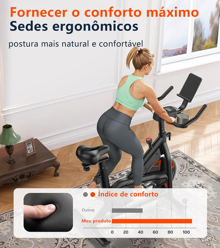 Bicicleta Ergométrica Spinning Rmira NT7 com Bluetooth e Tapete, Volante de 12kg