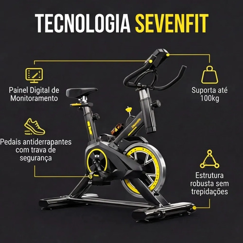 Bicicleta Ergométrica Spinning Sevenfit com Volante de 6kg e Porta Garrafa