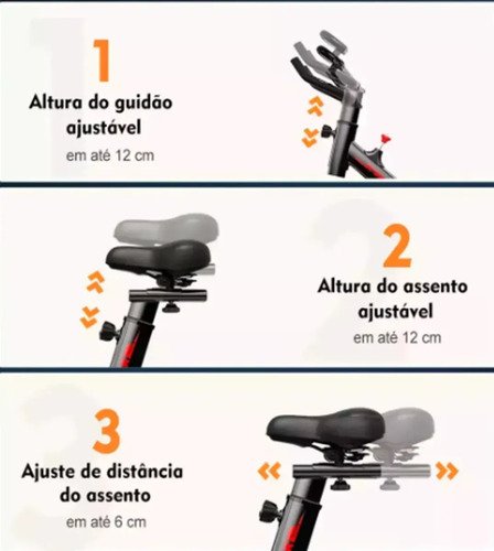 Bicicleta Ergométrica Spinning Vermelho Profissional Liftness SP50VM Silenciosa