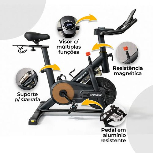 Bicicleta Ergométrica Spinning Winnek SYNC Magnética, com Roda de Inércia 13kg e Bluetooth para App Fitshow