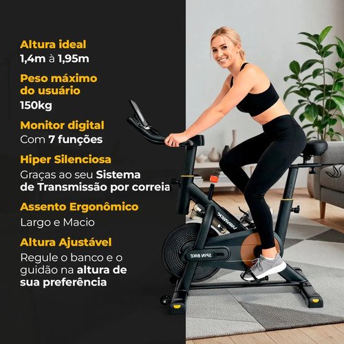 Bicicleta Ergométrica Spinning Winnek SYNC Magnética, com Roda de Inércia 13kg e Bluetooth para App Fitshow