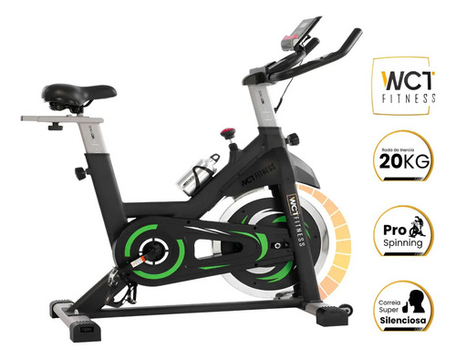 Bicicleta ergonomica spinning 20kg roda inercia wct fitness