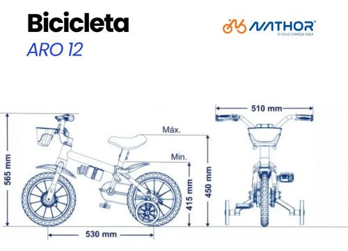 Bicicleta Infantil 2–5 Anos Nathor Homem-Aranha Aro 12 azul/vermelho com rodinhas