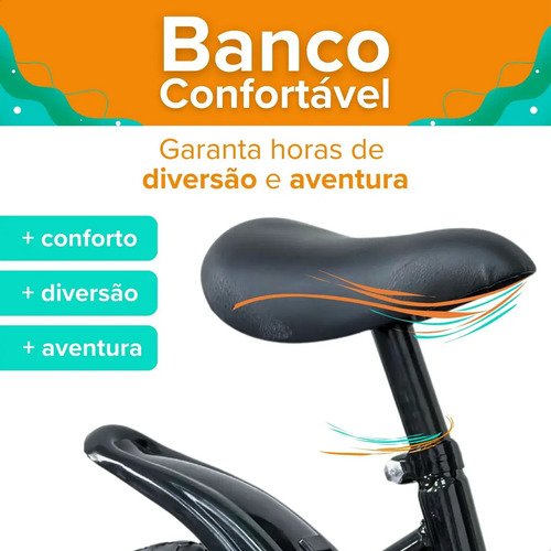 Bicicleta Infantil Aro 12 Com Rodinhas Laterais Equilíbrio Preto S