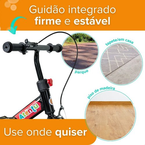 Bicicleta Infantil Aro 12 Com Rodinhas Laterais Equilíbrio Preto S