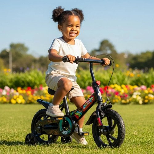 Bicicleta Infantil Aro 12 Com Rodinhas Laterais Equilíbrio Preto S