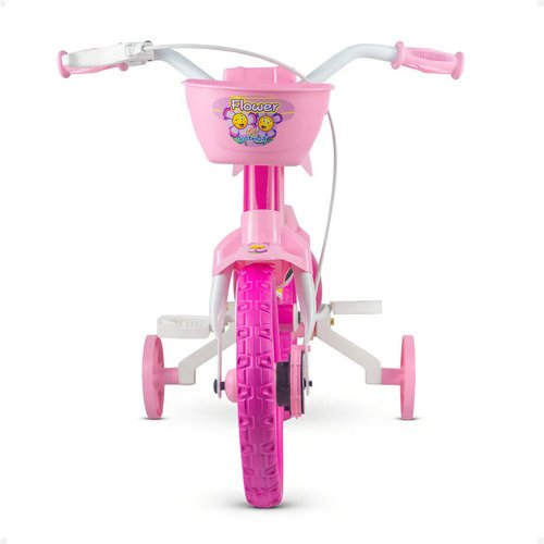Bicicleta Infantil Aro 12 Menina Nathor Flower Rodinha Cesta 2 a 5 Anos