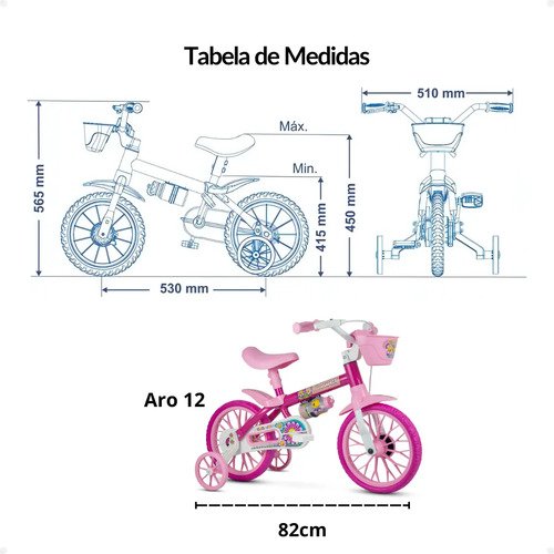 Bicicleta Infantil Aro 12 Menina Nathor Flower Rodinha Cesta 2 a 5 Anos