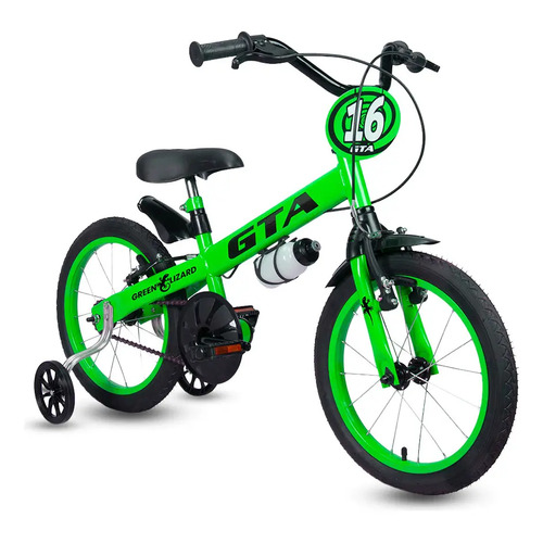 Bicicleta infantil aro 16 bike com rodinha freio verde gta 1