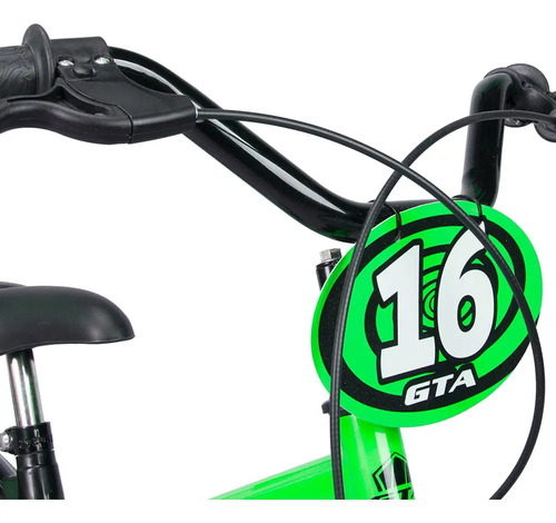 Bicicleta Infantil Aro 16 Bike Com Rodinha Freio Verde Gta