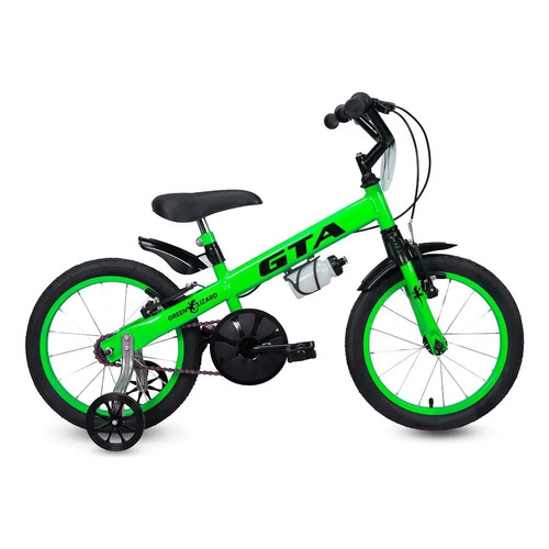Bicicleta Infantil Aro 16 Bike Com Rodinha Freio Verde Gta