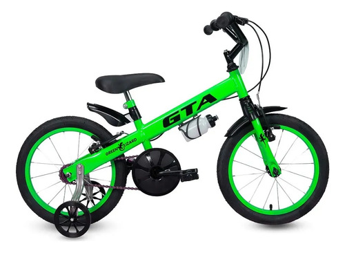 Bicicleta Infantil Aro 16 Bike Com Rodinha Freio Verde Gta