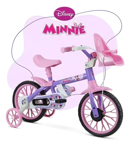 Bicicleta infantil menina 2 a 4 anos aro 12 disney minnie