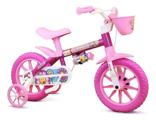 Bicicleta infantil nathor aro 12 rosa flower para criancas