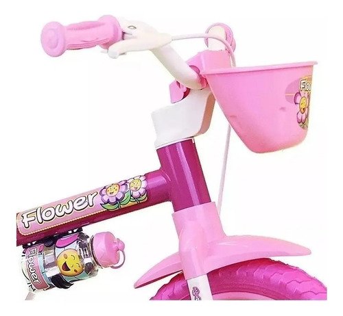 Bicicleta Infantil Nathor Aro 12 Rosa Flower para Crianças