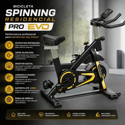 Bicicleta Spinning Ergométrica Pro Evo Até 150kg