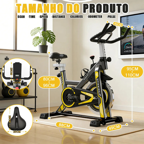 Bicicleta Spinning Romantic Crown Preto Roda Inércia 10kg