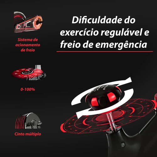 Bike Spinning Ergométrica Bicicleta Profissional C/regulagem Cor Preto/vermelho
