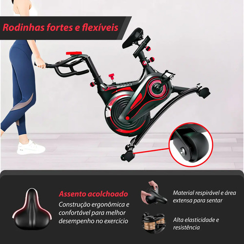 Bike Spinning Ergométrica Bicicleta Profissional C/regulagem Cor Preto/vermelho