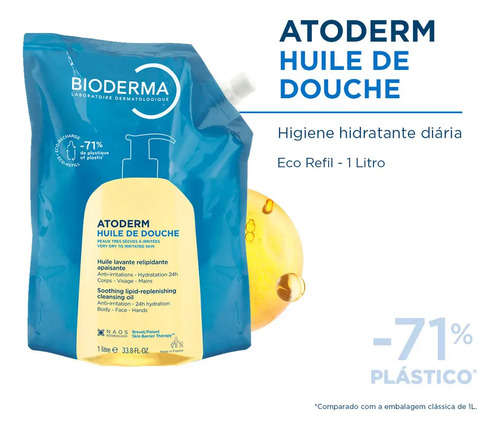 Bioderma Atoderm Óleo De Banho Higiene Hidratante Diária 1L REFIL