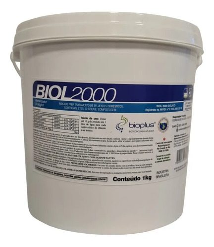 Biol 2000 bacteria limpa fossa caixa de gordura 1kg 1