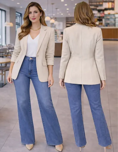 Blazer feminino terninho social alfaiataria com botao