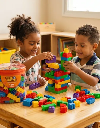 Blocos de montar infantil bolsa 140 pecas educativo 3 anos
